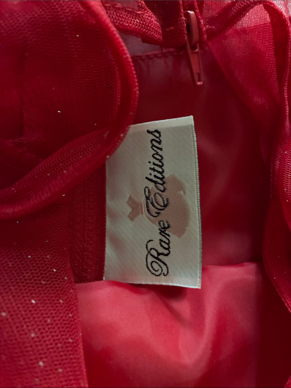 Rare Editions Red Floral Tulle Dress with Bow 5T quinceanera dress - Picture 2 of 4